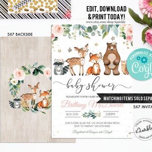 EDITABLE Woodland girl Food tags, Girl Buffet label, Forest animals Tent card Food Labels Place Cards Table Card Printable Template Instant image 9