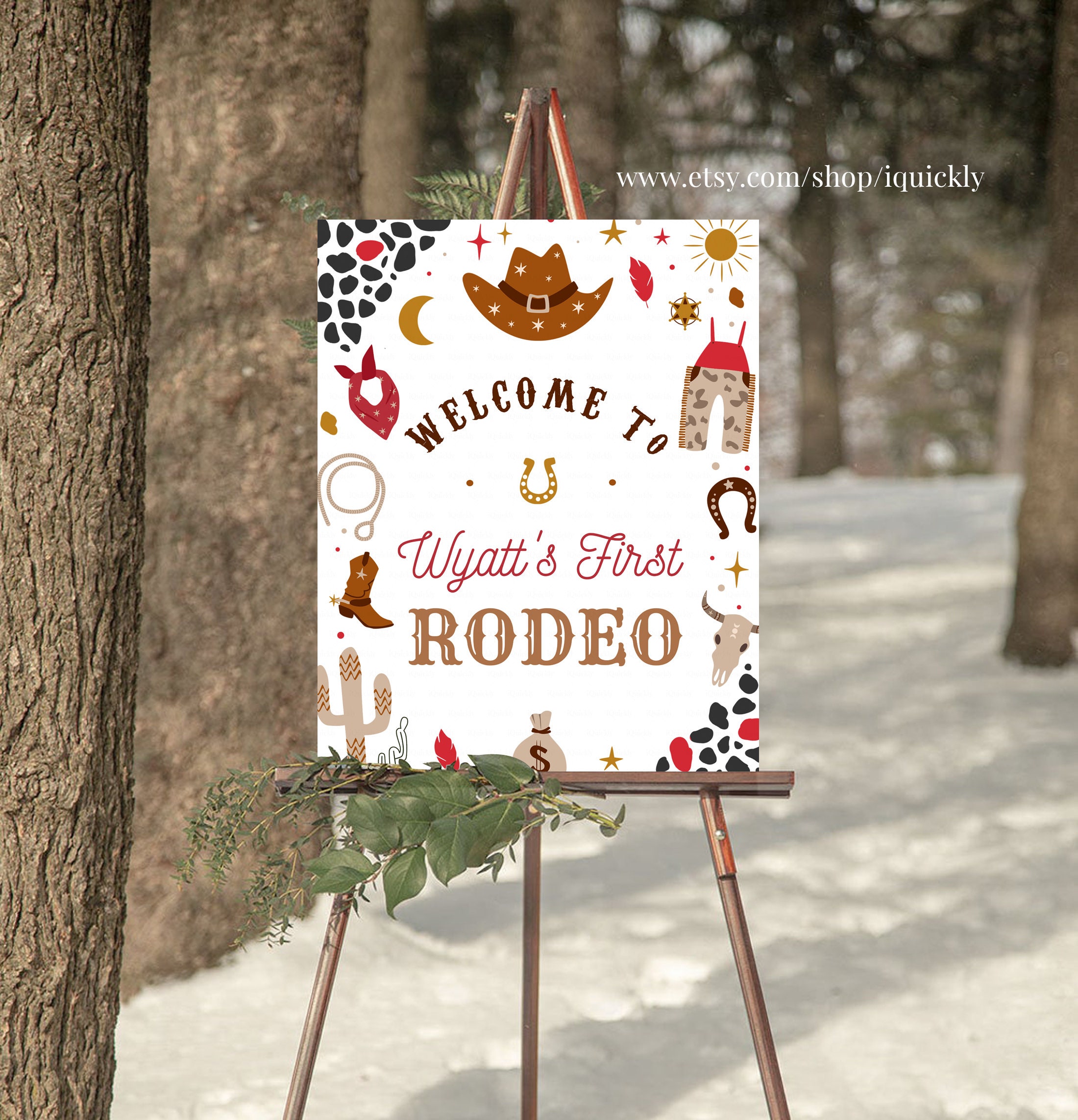 EDITABLE My First Rodeo Birthday Party Signs Cowboy Welcome Sign ...