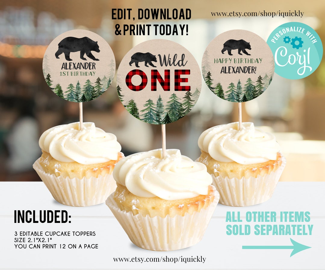 Editable Lumberjack Cupcake Toppers, Buffalo Plaid Cake Toppers ...