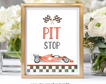 Pit Stop Birthday Party Sign Race Car 2nd Birthday Two Fast Birthday Table sign RaceCar Decor Racing Boy Instant Download PRINTABLE FA02