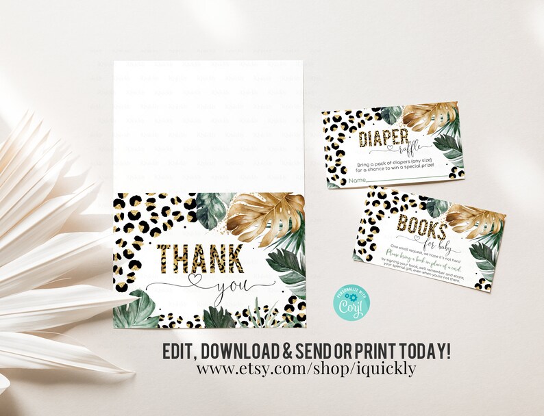EDITABLE Leopard Print Baby Shower Invitations Set Boy Leopard Etsy