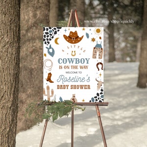 MODIFICABILE Cowboy baby shower Segno di benvenuto Insegne per feste Decorazioni Segno di cortile Country Western Wild West Scarica modelli stampabili C102