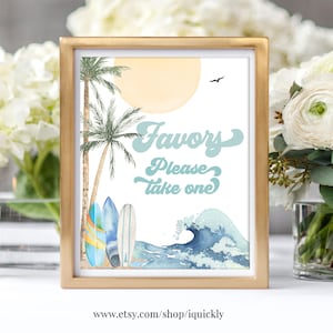 The Big One Boy Surfing Surf Birthday Decor Favors Sign Surf&#39;s Up Birthday Party Decorations Sign Printable Digital Download