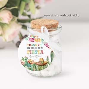 Fiesta-feestgunsten, bewerkbaar label voor drie esta-bedankjes Mexicaans bedanklabel Taco's Cactus Cinco de Mayo Geschenken Decoratiesjabloon Download FIE05