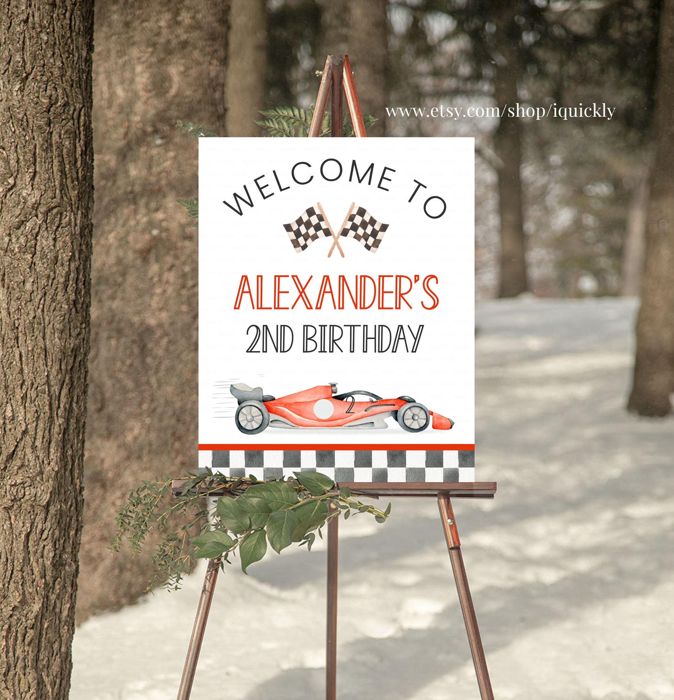 EDITABLE TWO Fast Birthday Party Signs Racecar Welcome Sign Decorations ...