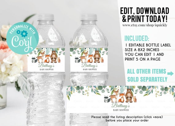 woodland-baby-shower-bottle-label-editable-boy-woodland-animals-water