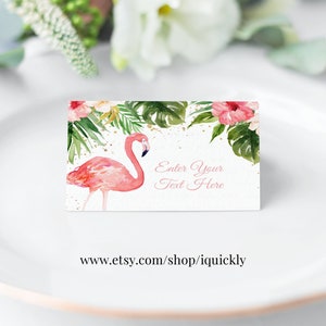 Flamingo EDITÁVEL Etiquetas de comida Tropical Party Buffet etiqueta Carro de corrida Cartão de barraca Etiquetas de alimentos Cartões de lugar Cartão de mesa Download instantâneo FBP4