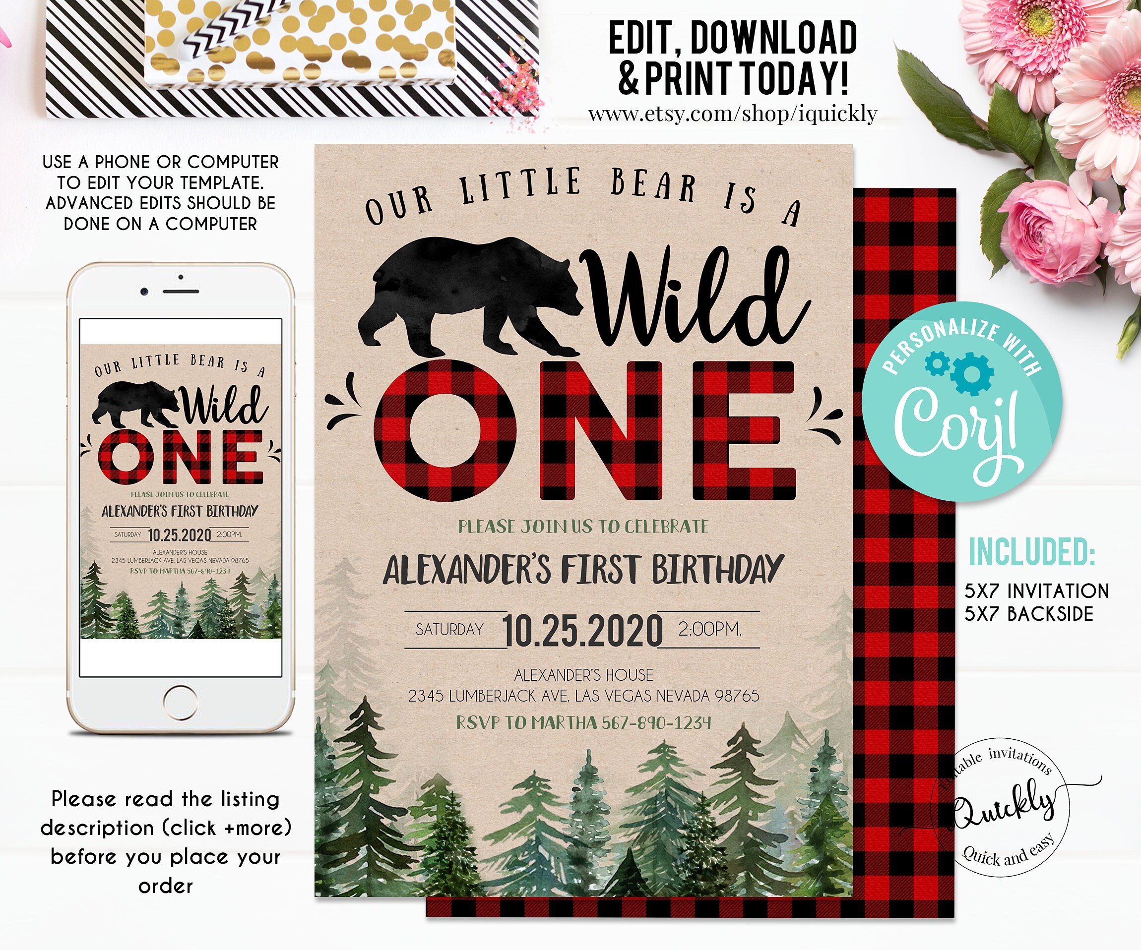 Lumberjack themed Birthday Party Invitation Edit In Canva Lupon gov ph