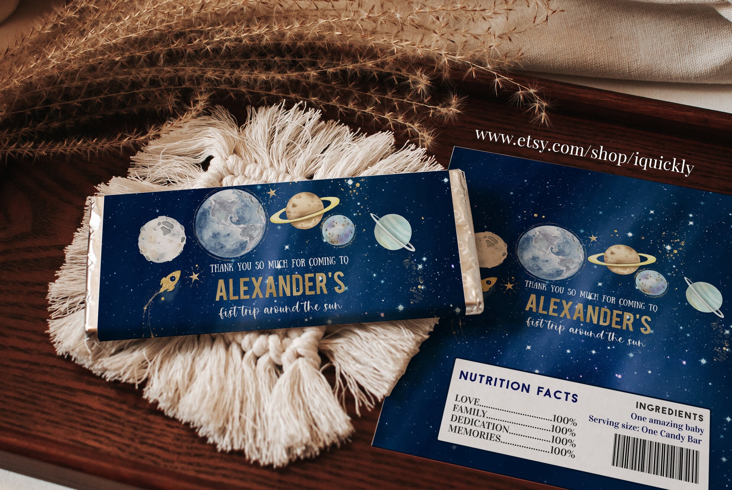 Editable Outer Space Chocolate Bar Labels Candy Bar Wrapper Planets ...