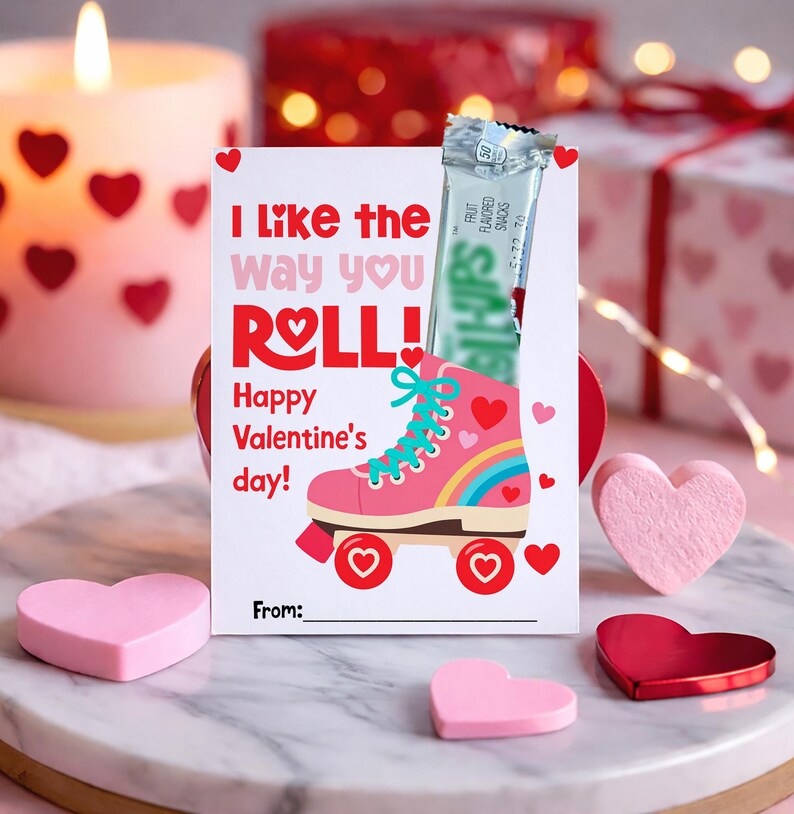 Roller Skate Treat Valentine's Day Card I Like the Way You Roll Kids ...