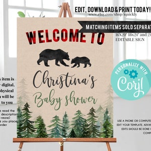 Lumberjack Baby Shower Invitation Bundle Editable, Buffalo Plaid Pack Diaper raffle, Book for Baby Set, Rustic Boy Package, Instant Download image 9