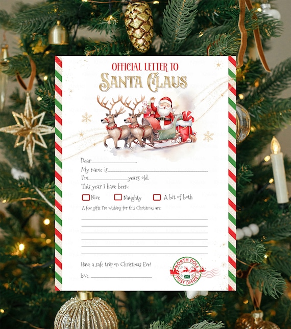 Letter to Santa Printable Santa Wish List Letters Christmas Letter