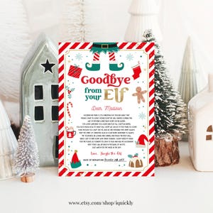 Carta de despedida de elfo editable, carta de partida de elfo Carta de despedida de elfo Carta de despedida de elfo de Navidad Carta de despedida de elfo por ahora Descarga digital
