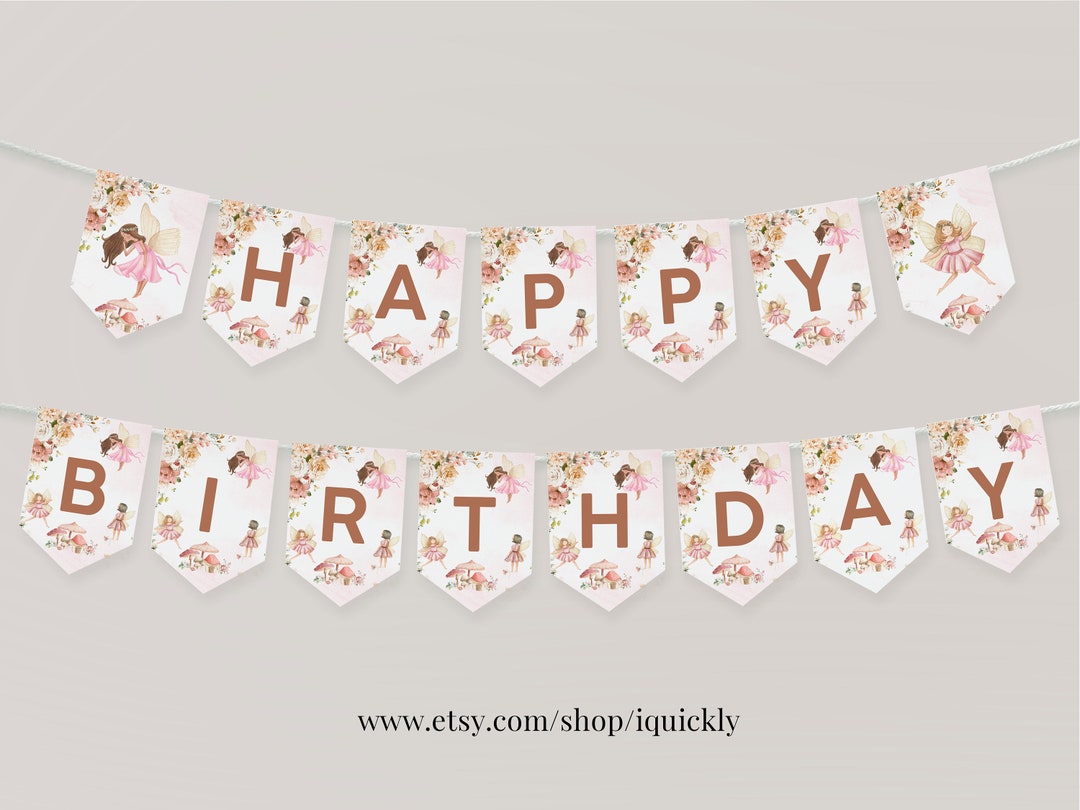 Pink Fairy Garden Birthday Backdrop - 6x4 Ft Flower Fairy Banner With Ribbon For Girls Party Decor