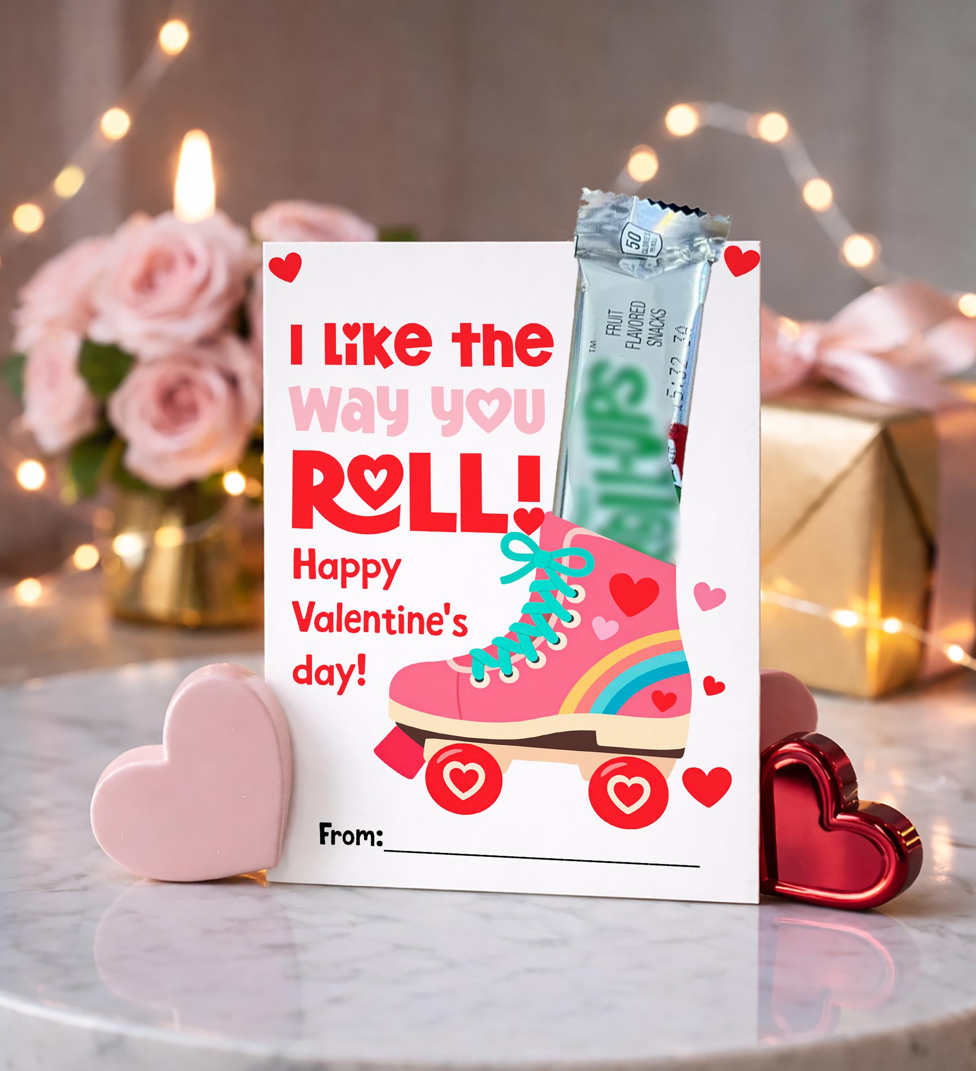 Roller Skate Treat Valentine's Day Card I Like the Way You Roll Kids ...