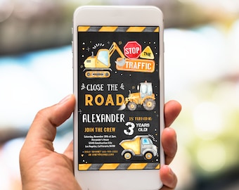 Editable Construction Invitation Electronic Construction Birthday Invitations Dump Truck Party Invite Printable Digital Instant download C3