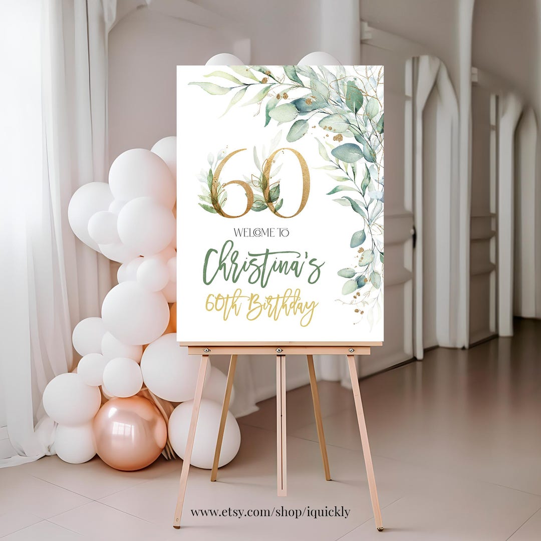 EDITABLE 60TH Birthday Party Signs Sixty Welcome Sign Decorations Yard ...