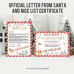 EDITABLE Official Letter To Santa Claus And Official Nice List Certificate Bundle North Pole Mail Christmas Eve Box Digital Download