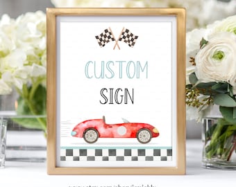 TWO fast Birthday Custom sign Racecar party sign Decorations Racing car vintage Table sign Instant download Templates Printable FA03