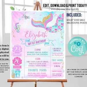 Editable Mermaid Birthday Invitation, Mermaid Invite, Under the Sea Birthday Party, Printable template Digital Instant Download M1 image 8