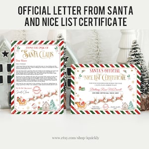 Official Letter from Santa Claus Nice List Certificate Bundle North Pole Mail Christmas Eve Box Editable Printable Download