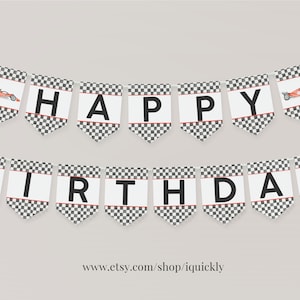EDITIERBARE Zwei schnelle Banner Geburtstag Rennwagen Party Rennwagen Vintage druckbare 1.