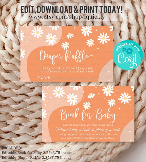 groovy-baby-shower-diaper-raffle-boho-retro-book-for-baby-etsy