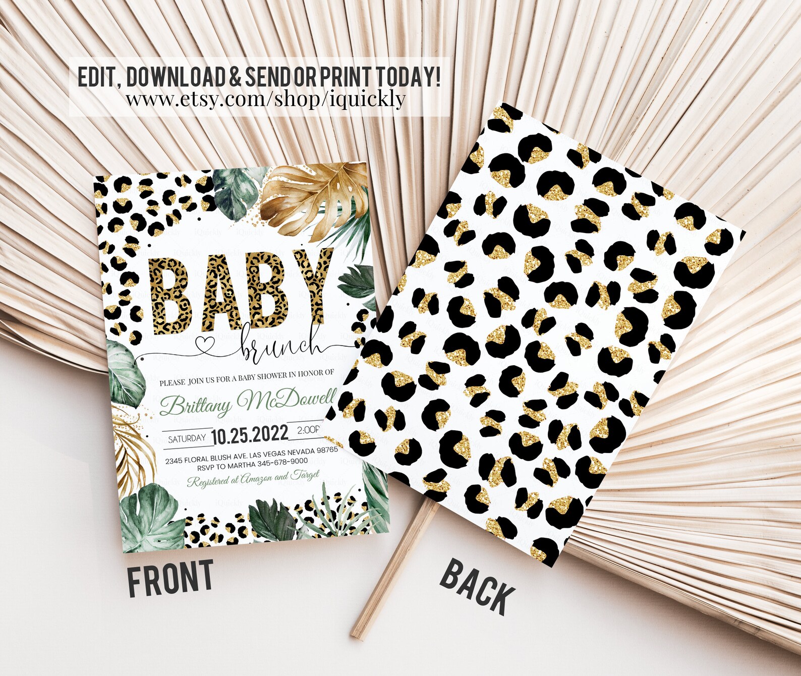 Editable Leopard Print Baby Shower Invitation Leopard Baby Etsy