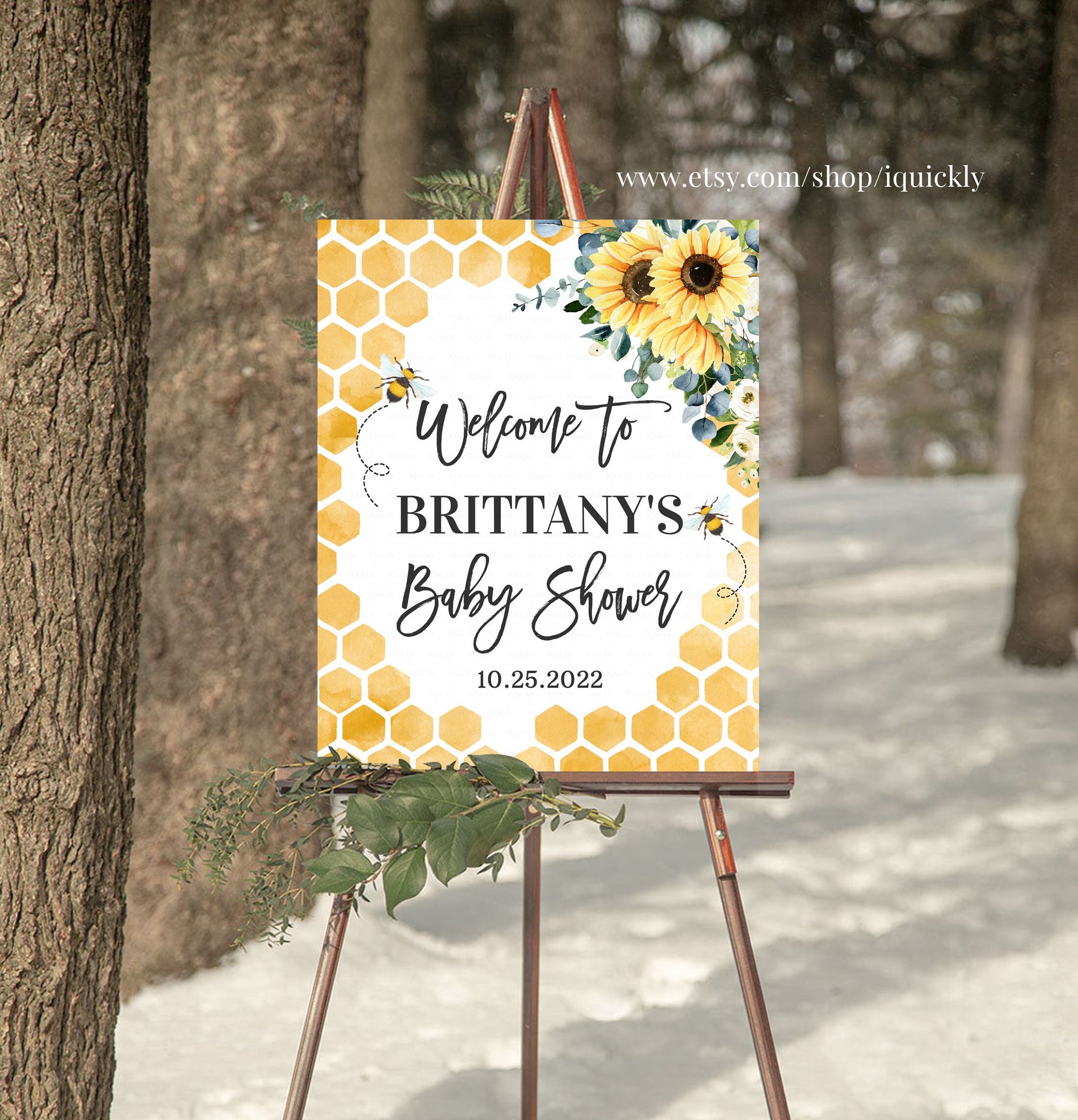 EDITABLE Bee Baby shower Signs Honey bee Welcome sign Decorations Yard sign What will baby bee Instant download Templates Printable BEE015
