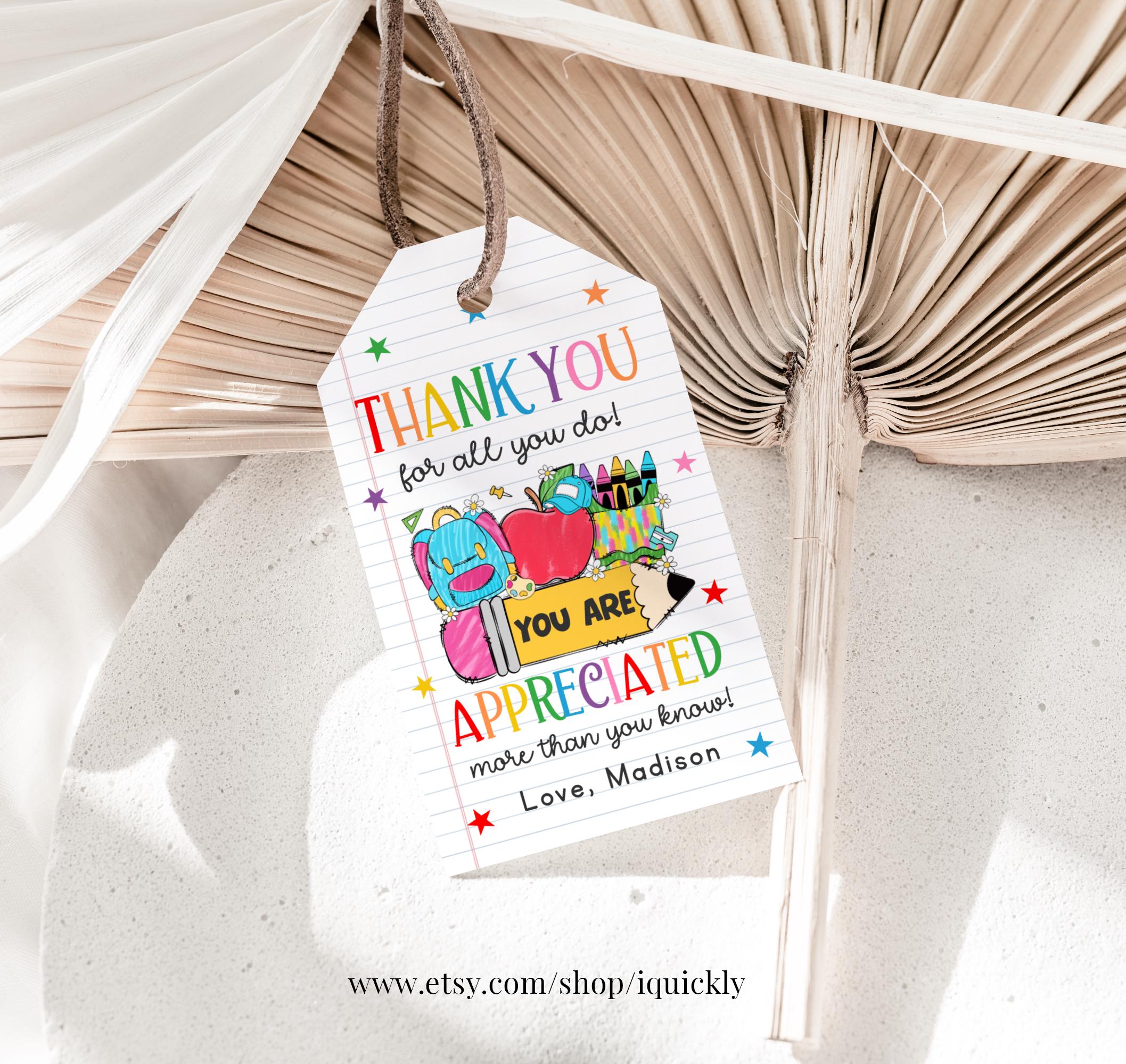 Editable Teacher Gift Tags Canva Template (digital Download) - Etsy