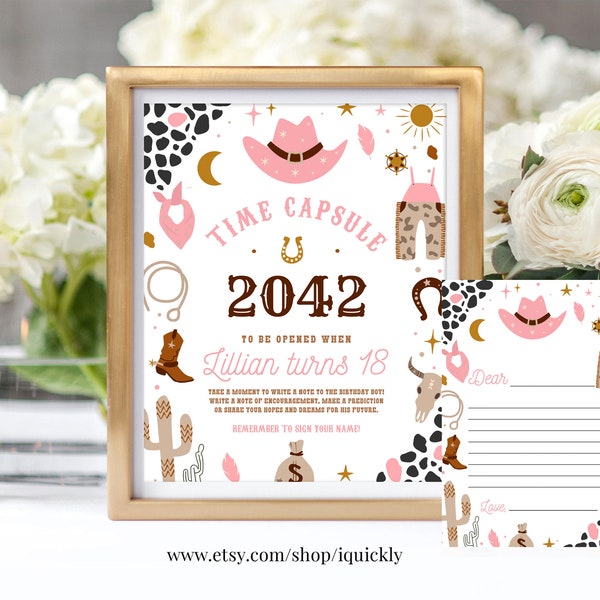 EDITABLE My First Rodeo Time Capsule Sign note card Cowboy First Birthday Wild West Party 1st Birthday Instant download template Printable