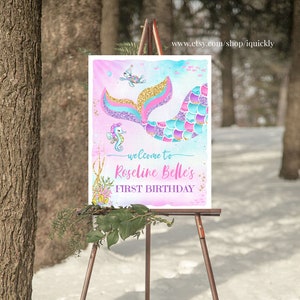 Editable Mermaid Bag Label Template Under the Sea Party Labels Sized to Print on 8.5x11 in Page ...
