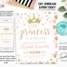 Editable Princess Baby Shower Invitation, Pink and Gold Little Princess Invitations, Gold Girl Invite, Instant Download Template Digital