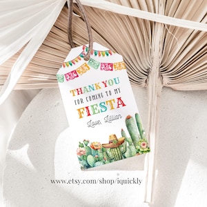 Fiesta-feestgunsten, bewerkbaar label voor drie esta-bedankjes Mexicaans bedanklabel Taco's Cactus Cinco de Mayo Geschenken Decoratiesjabloon Download FIE05