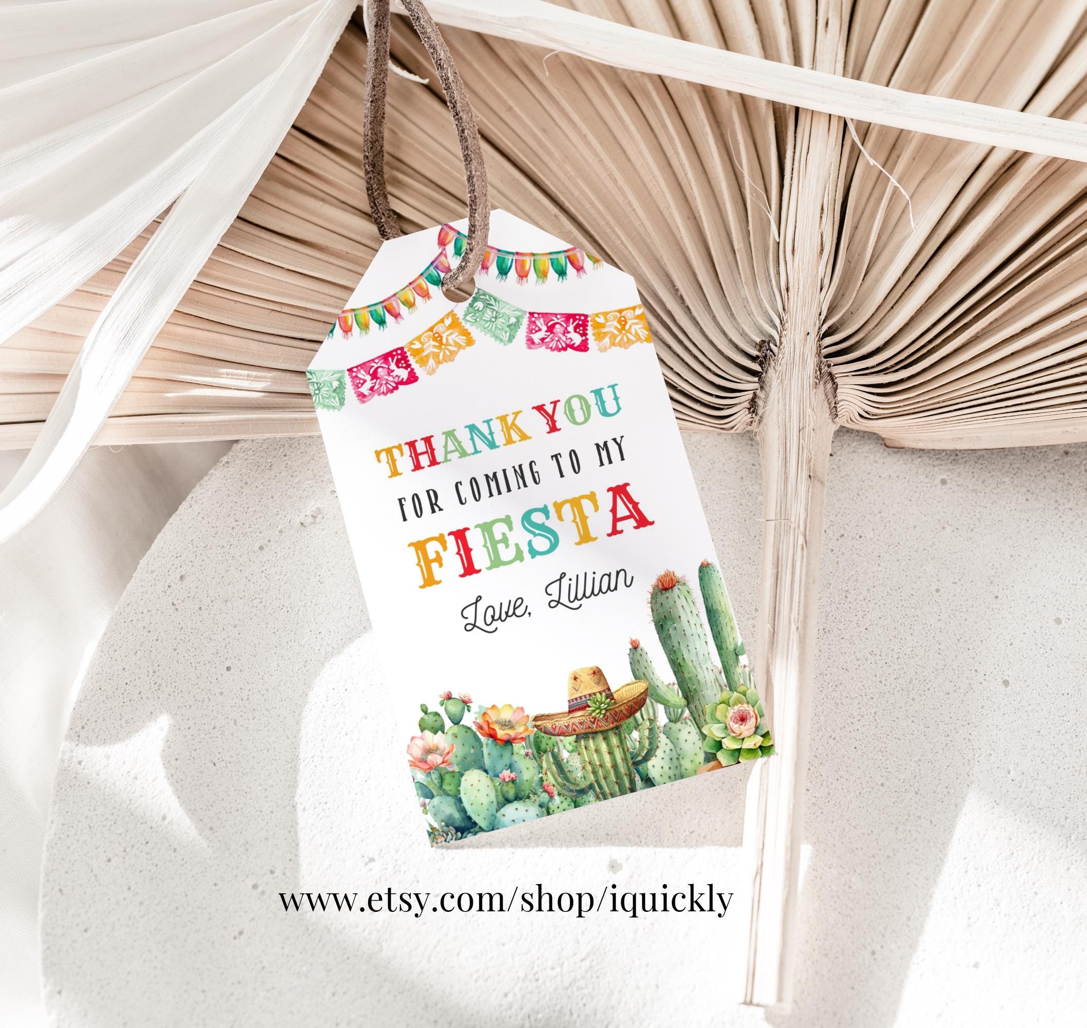 Fiesta party favors, Editable Three esta favor tag Mexican Thank you tag Tacos Cactus Cinco de Mayo Gifts Decoration Template Download FIE05