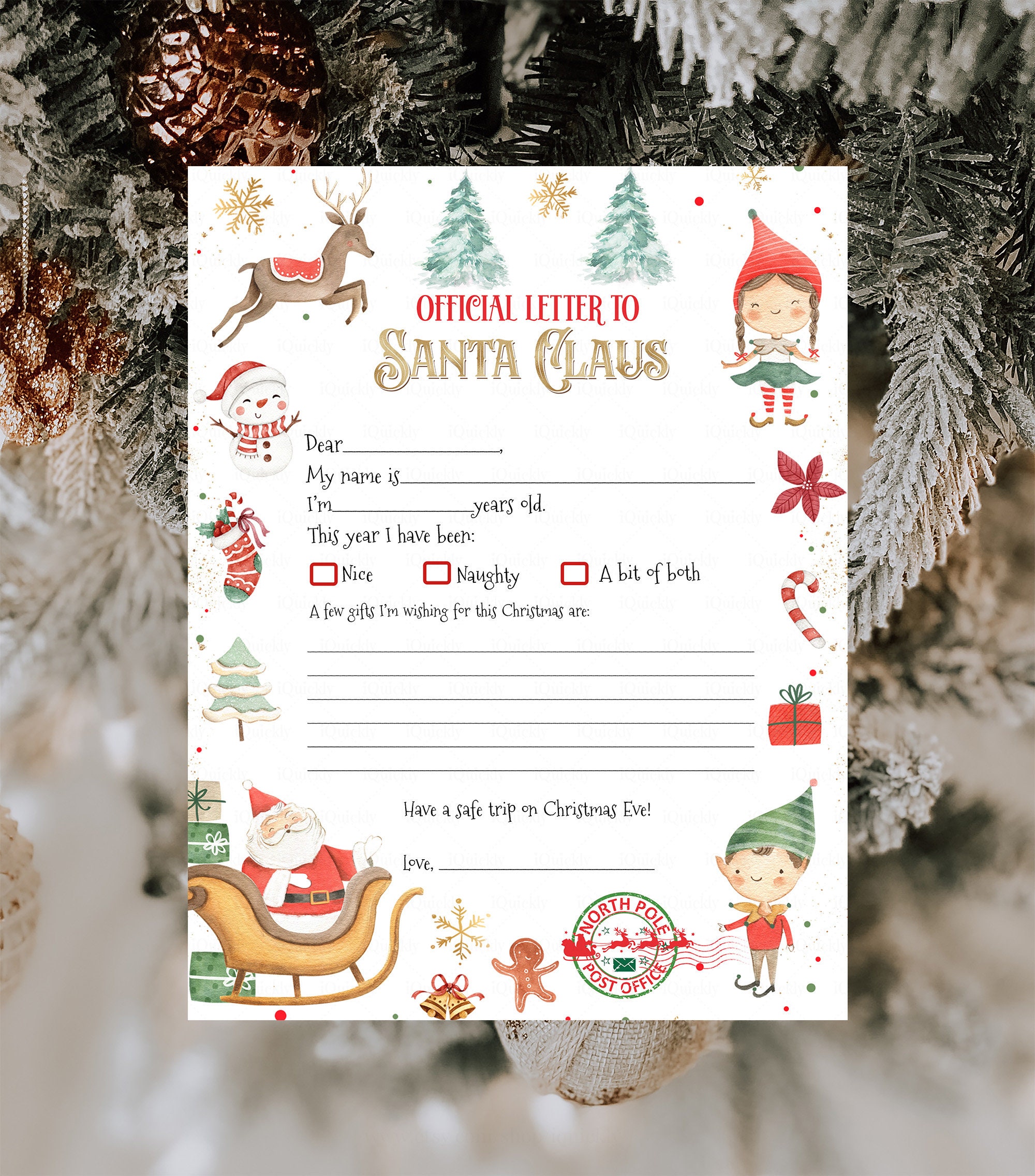 Letter to Santa Printable Santa Wish List Letters Christmas Letter