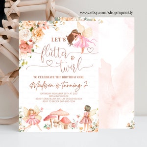 Editable Fairy Birthday Invitation Whimsical Enchanted Pixie Fairy Party Magical Floral Fairy Princess Party Printable Instant Download