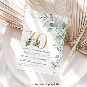 70. Geburtstagseinladung Bearbeitbare Brunch-Einladung 70. Geburtstagseinladung für ihren Erwachsenen Geburtstag druckbare Vorlage Digitaler Download