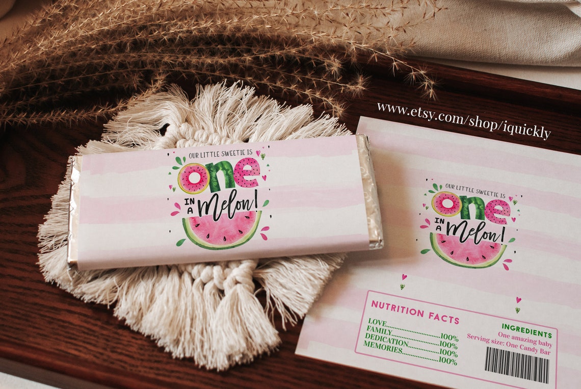 EDITABLE Watermelon Candy Bar Wrapper Chocolate Wrappers One - Etsy