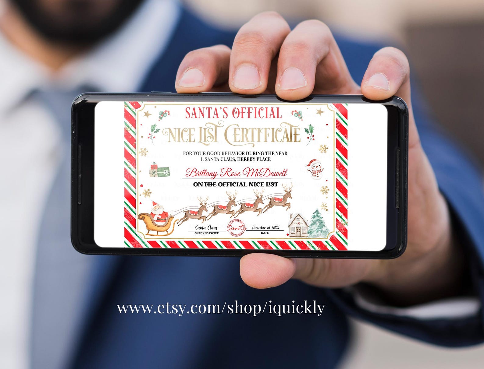 Editable Santa Claus Official Nice List Certificate Letter From Desk ...