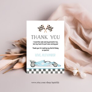 Editable TWO Fast Birthday Thank you card Racecar 2nd Birthday Note car Racing Car Vintage Racecar Printable Template Instant Download FA06