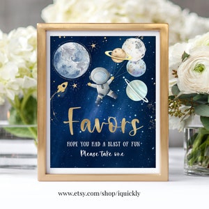 Favors Sign Space Party Sign Outer Space Birthday Sign Galaxy Party Decor Favors Table Thank You Boy Take a Treat Planets Printable FT104