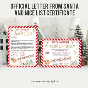 Official Letter from Santa Claus Nice List Certificate Bundle North Pole Mail Christmas Eve Box Editable Printable Download