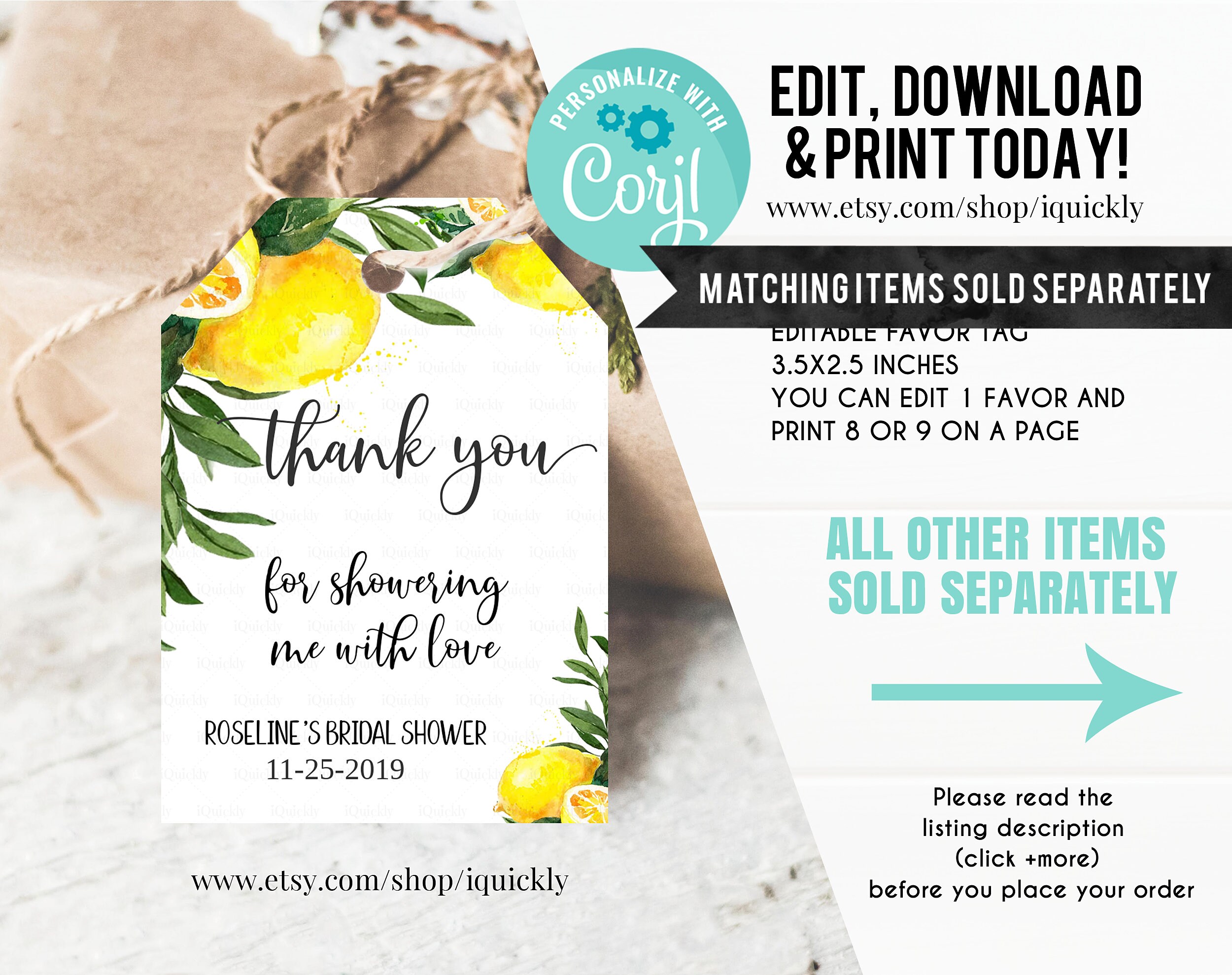 Editable She Found Her Main Squeeze Bridal Shower Invitation, Lemon ...