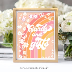 Groovy Birthday Party Decor 70s Daisy Cards and Gifts Sign Decor Groovy Table Hippie Birthday Decoration Printable Instant Download