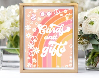 Groovy Birthday Party Decor 70s Daisy Cards and Gifts Sign Decor Groovy Table Hippie Birthday Decoration Printable Instant Download