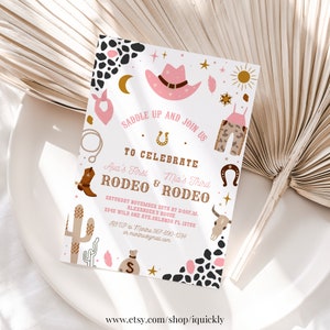 Editable Rodeo Invitation Joint Cowgirl Birthday Invite First Rodeo Wild West Cowgirl 1st Rodeo Southwestern Ranch Template Instant Download