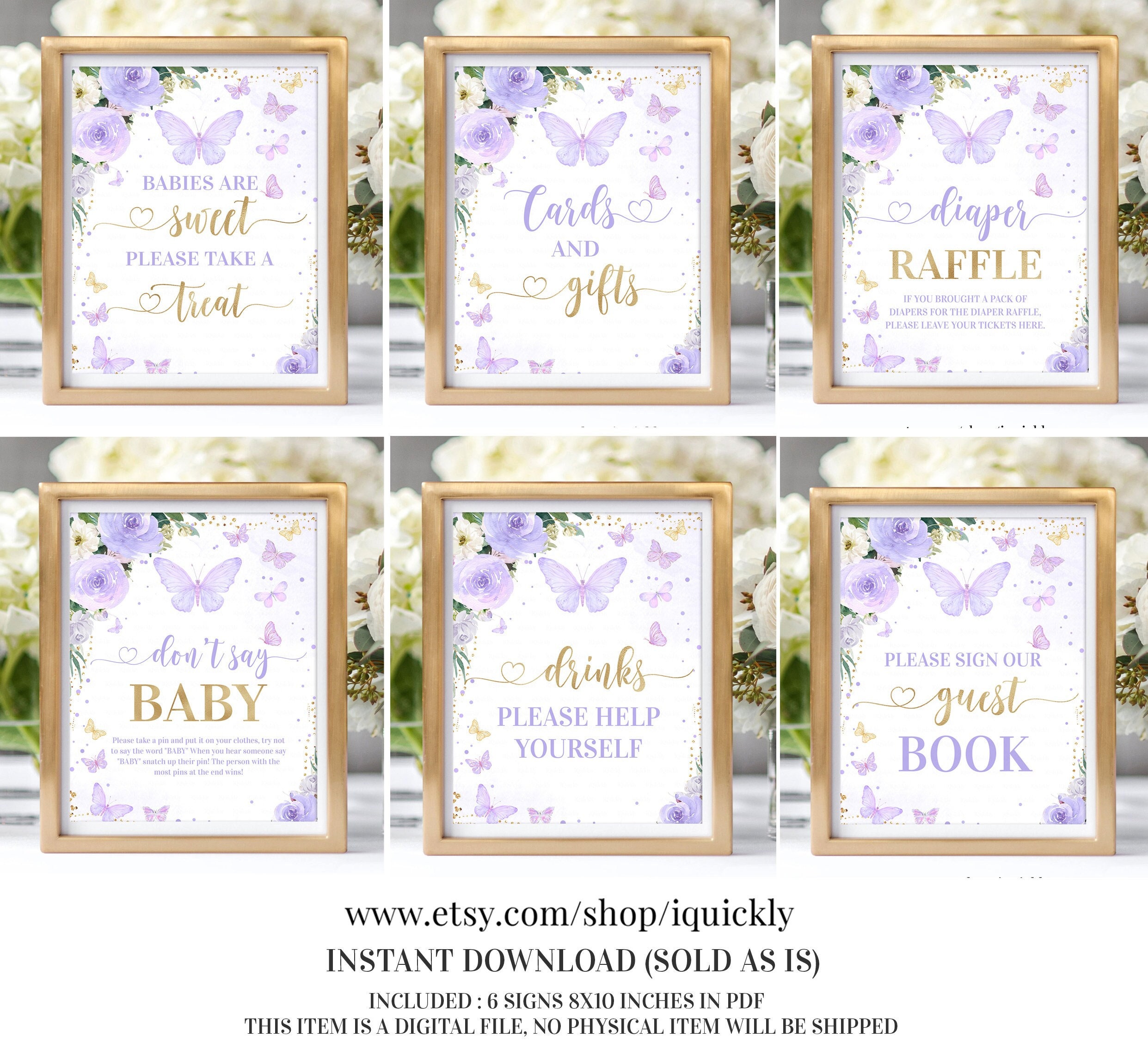 36 Sets Lila Schmetterling Baby Shower Geschenke – Mit Stiften & Karten