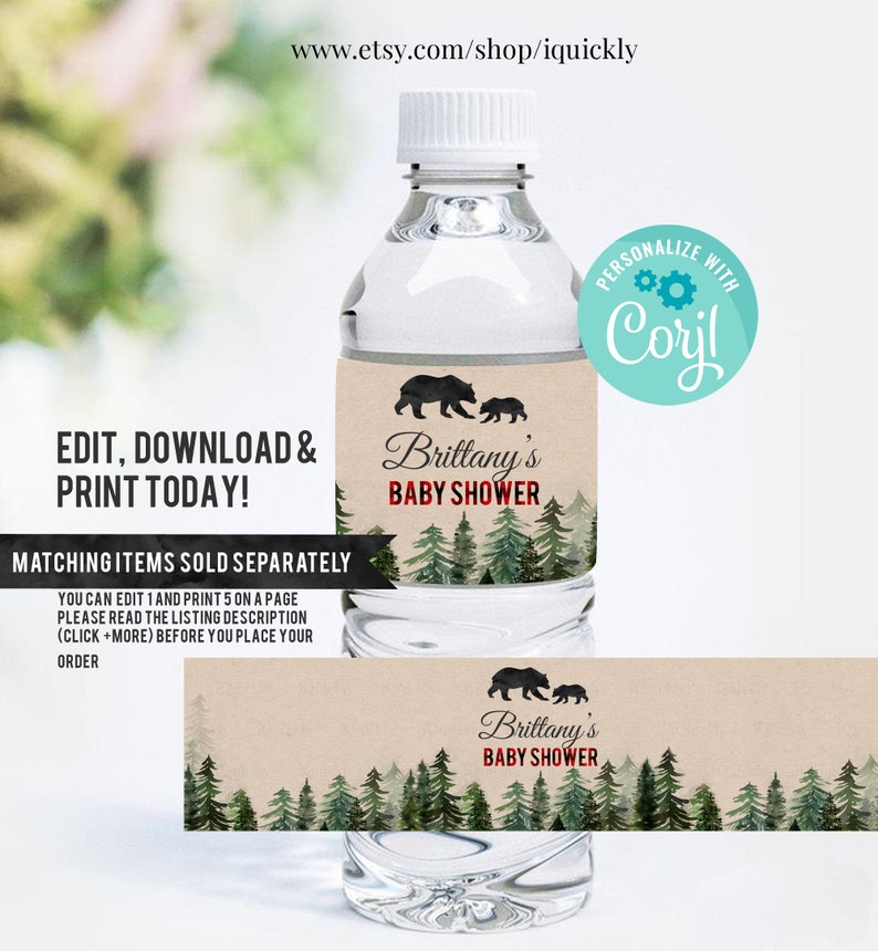 Lumberjack Baby Shower Invitation Bundle Editable, Buffalo Plaid Pack Diaper raffle, Book for Baby Set, Rustic Boy Package, Instant Download image 8