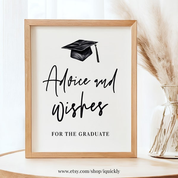 Graduation Advice Sign Advice and Wishes Sign College High School Party Wishes Graduate Instant Download